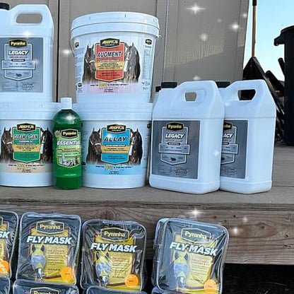 PYRANHA Legacy Fly Spray for Horses - Water-Based Long Lasting Fly Control Repels Horn, Deer, Horse, House, Stable, & Face Flies, Ticks, Mites, Mosquitoes, Gnats & Lice, 1 Gallon - size: 1 Gallon
