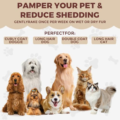 3-in-1 Professional Pet Shedding Dematting Comb - Deshedding Undercoat Rake for Dogs with Stainless Steel Blades Metal Pet Brush with Wood Handle Matted Hair Detangling Thinning and Shedding - style: Upgraded 3-in-1 Comb