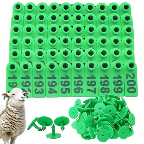 200PCS Livestock Ear Tags Numbered 001-200,Green - color: Green