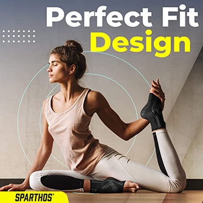 Sparthos Ankle Brace for Women & Men, Foot Compression Sleeve - Black-M - color: Midnight Black