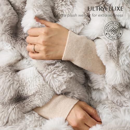 EverGrace Faux Rabbit Fur Bubble Throw Blanket, 90"x90", Light Grey - color: Marble Grey, size: 90"x90"