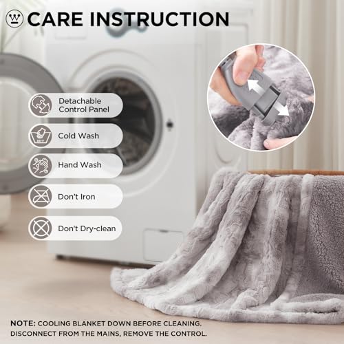 Westinghouse Heated Blanket Full, Faux Fur with 10 Levels, Light Grey - color: Light Grey, size: Full 80" x 84"