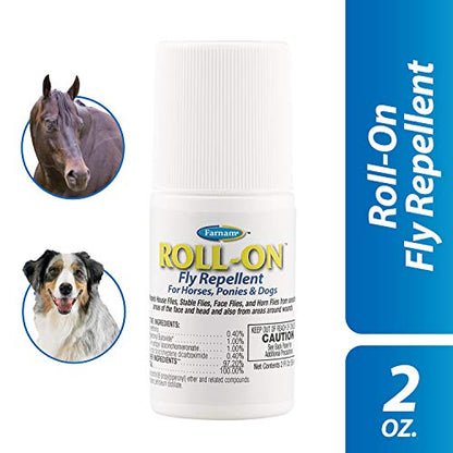 Farnam Endure Roll-On Fly Repellent for Horses Up to 7 Days Protection 2 oz | Long-Lasting Sweat-Resistant Protection for Faces, Ears, and Sensitive Areas, Repels Flies, Mosquitoes, Gnats and Ticks - size: 2 Fl Oz (Pack of 1)