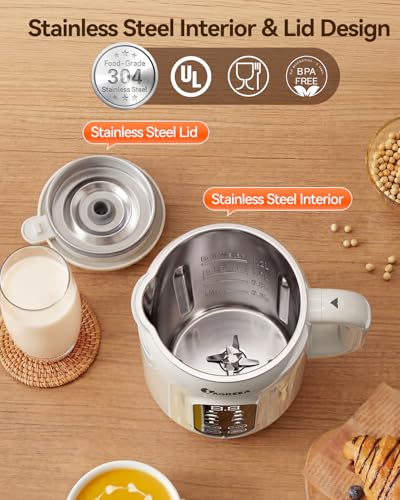 IAGREEA 10-in-1 Nut Milk Maker Machine, 42oz Soy Milk Blender - color: white