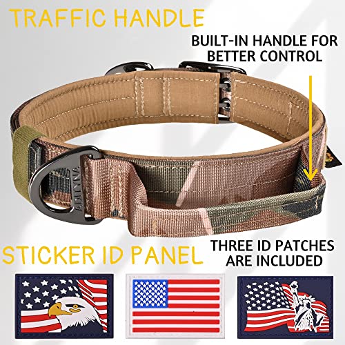 ADITYNA Heavy Duty Camo Dog Collar for Medium Dogs with Traffic Handle - color: Camo, size: Medium: Fit 15-19" Neck