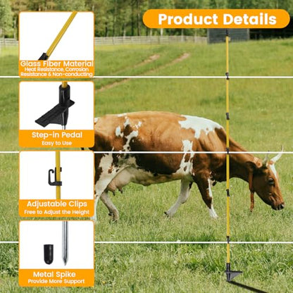 30 PCS Electric Fence Posts, 3/8" x 50" Step in Fence Post - size: 50Inch-30PCS