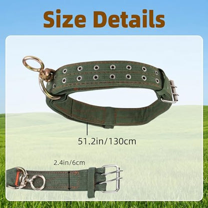 DOITOOL Cow Collar Canvas Calf Cattle Neck Collar, Adjustable Nylon Thickened Livestock Traction Neck Strap with 2 Rows Metal Buckle for Farm Goat Horse Goat Sheep Camel, Green