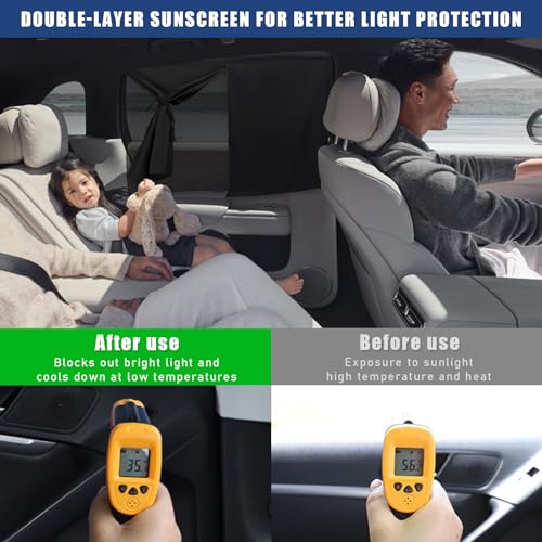 povtii Car Window Shade, Magnetic Double Layer Auto Side Windows Sun Shade for Heat/UV Protection, Vehicle Privacy Window Curtain for Baby & Kids, Universal Car Accessories (2 PCS)