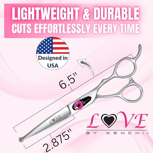 Kenchii Love Dog Grooming Shears, 6.5in Ball Tip Straight - size: 6.5" Ball Tip Straight