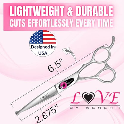 Kenchii Love Dog Grooming Shears, 6.5in Ball Tip Straight - size: 6.5" Ball Tip Straight