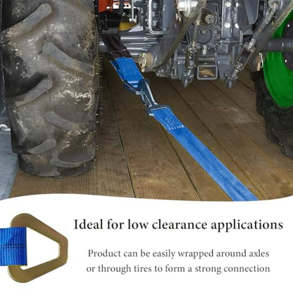 DXNQ 2" × 29" Premium Axle Tie Down Strap with D Rings, Heavy Duty Axle Strap with Protective Sleeve Working Load Limit 6614 Lbs, High Tension Axle Strap for Securing Car Transport (Blue) - color: Blue