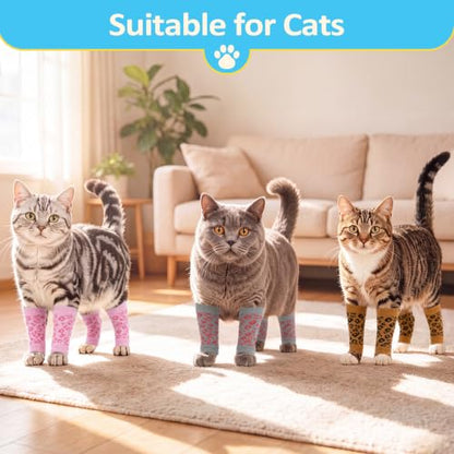 4 PCS Dog Front Leg Sleeve Rear Legs to Stop Licking Scratching Wound - color: Leopard Print, size: S-Leg Girth: 2.04in