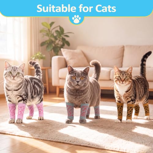 ROZKITCH 4PCS Dog Sleeves for Legs to Prevent Licking - color: GreyLeopard, size: M-Leg Girth: 2.67in