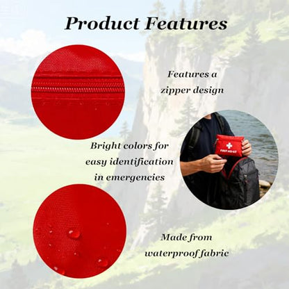 QCWN 6 Pack Empty First Aid Bag Mini Medical Kit Pouch Small Travel Emergency Survival Storage Bags for Car Home Hiking Camping Waterproof Red - size: 6 Pack