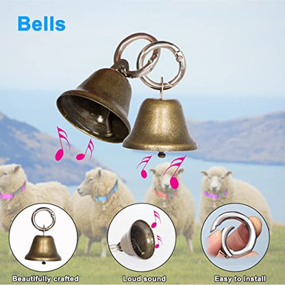 Goat Collars with Bells 10 Pack, Adjustable Sheep Goat Collar Nylon Material with Brass Bell, Loud Bell Anti-Lost for Small Farms