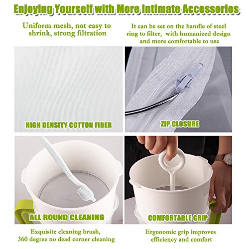 Multiple Usage Food Strainer Greek Yogurt Strainer Maker with 200 Micron Nylon Cheesecloth Bag Food Grade Polycarbonate and Stainless Steel Mesh BPA-Free, Soy Milk Juice Tea Filter 1.5-Quart