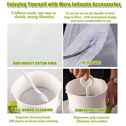 Multiple Usage Food Strainer Greek Yogurt Strainer Maker with 200 Micron Nylon Cheesecloth Bag Food Grade Polycarbonate and Stainless Steel Mesh BPA-Free, Soy Milk Juice Tea Filter 1.5-Quart