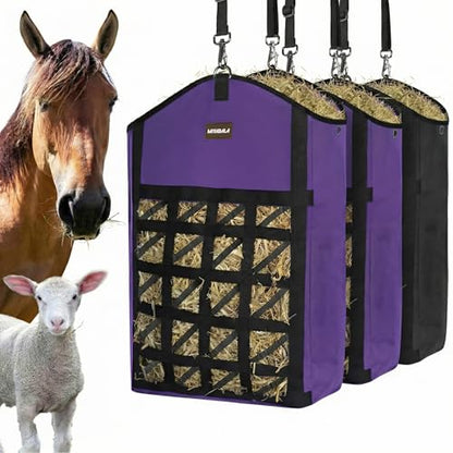 Ultra Slow Feed Horse Hay Bag Net Front, 3Pack (1 Black +2 Purple) - color: 1 Black+2 Purple