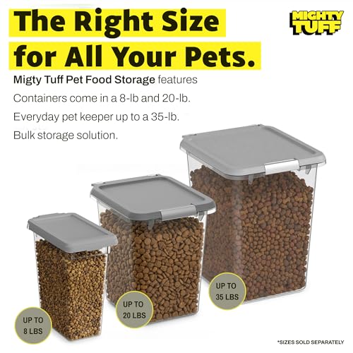 Mighty Tuff 8 lb Pet Food Storage Container with Airtight Lid, Clear