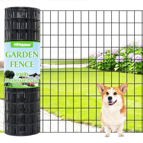 Black PVC Coated Welded Wire Fencing,2"x4" 14 Gauge,60inch H x 100ft L Garden Wire Fence Roll,2/3/4/5/6ft Tall x 50/100 ft Long Hardware Cloth Metal Mesh for Yard,Farm,Chicken,Dog,Vegetable Protection - color: Black, size: 2"x4" 60inx100ft