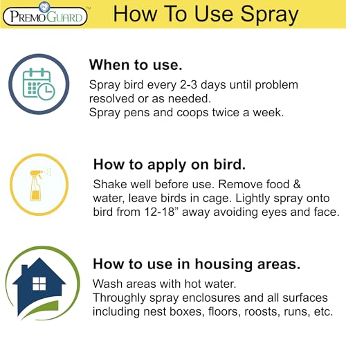 Premo Guard Natural Poultry Spray – Kills Scaly Leg Mites, Fleas, & Lice | Chicken, Duck, Geese Pests, Spray Directly on Birds and Coops, Natural Plant Based Oils, Control & Prevention - size: 16 oz