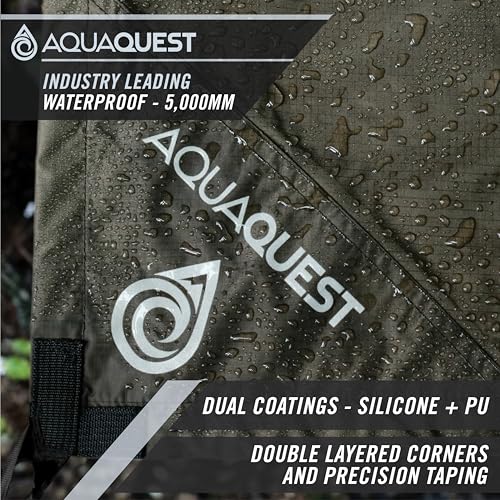 AquaQuest Guide Tarp – Ultralight Waterproof (5,000 mm) Seam-Taped 40D Ripstop Rain Fly for Backpacking, Stealth Camping & Thru-Hiking - color: Olive Drab, size: 10 x 7 ft