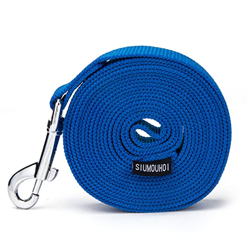Strong Durable Nylon 15ft Long Dog Training Leash, Traction Rope, 1 Inch Wide, for Small and Medium Dog (Blue, 15 Feet) - color: Blue, size: 15 Feet