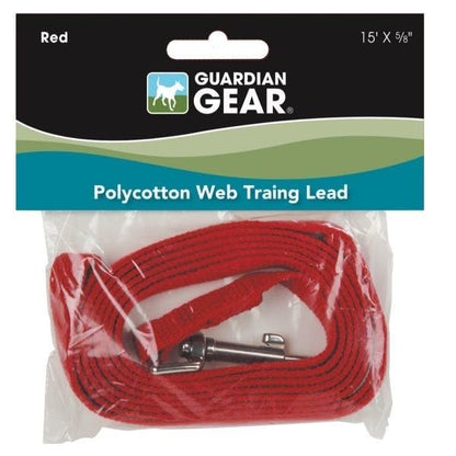 Guardian Gear Cotton Web Dog Training Lead 15'x5/8", Red - color: Red, size: 15-Feet