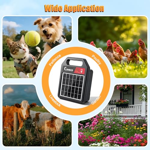 20Miles Solar Powered Electric Fence Charger,0.33J Solar Electric Fence - size: Without Accessories