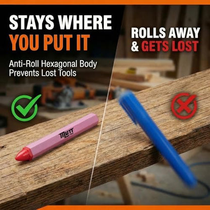 Mutt Tools Pink Lumber Crayons 12 Pack - Construction Crayon - color: Pink