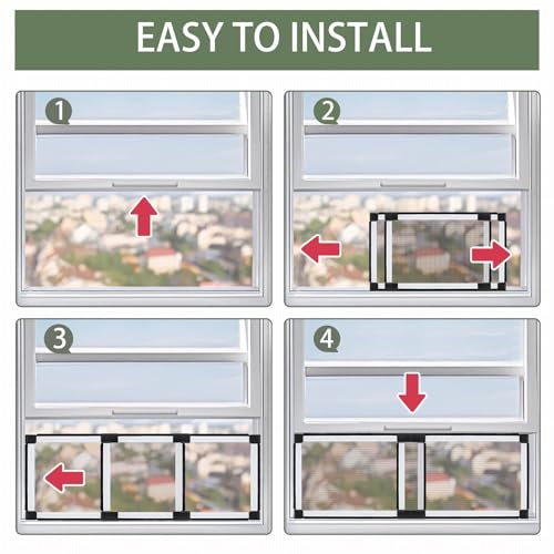 FLYZZZ Expandable Window Screen Large Adjustable Window Screens 19.8''H X 28-52‘’W 5 Pack Replacement Window Screen for Window - color: 5 Packs, size: 19.68 Inches High By 28-52 Inches Wide