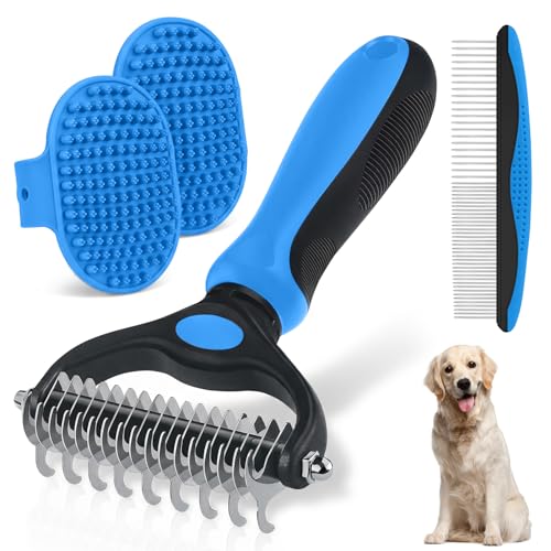 Blue Pet Grooming Rake Metal Comb Grooming Brush for Dogs and Cats - color: Blue