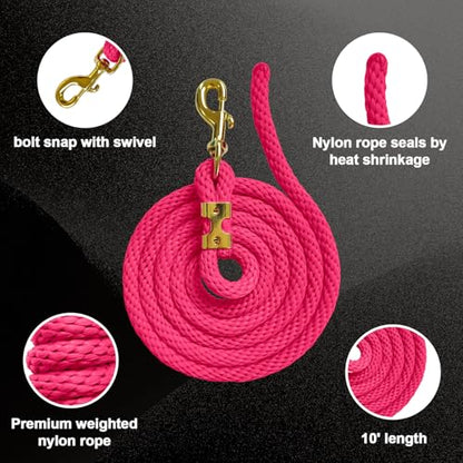 5/8" x 8' Nylon Horse Lead Rope (Peach Pink) - color: Peach Pink