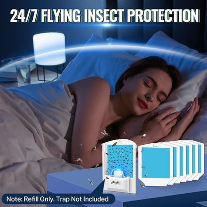 Qualirey 20 Pack Flying Insect Trap Refill, Compatible with osvdo Indoor Plug in Fly Trap for Home, Replacement Glue Cards, Bug Zapper Sticky Pads, Glue Boards Insect Catcher for Fly Mosquito Bug