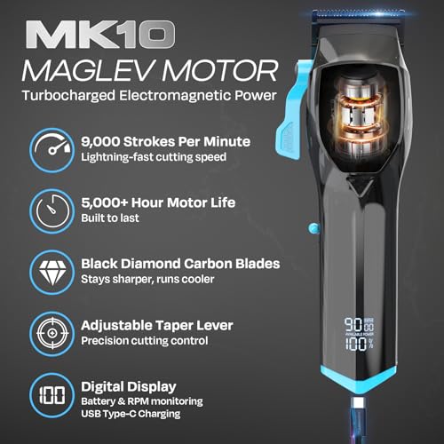 HUMMINGBIRD Pro Series Hair Clippers and Trimmer Set – 9,000 RPM Brushless Motor, DLC Blade, Zero-Gapped T-Blade Trimmer, Cordless USB-C Rechargeable, Super Torque, Carry Case, Professional Barber Kit