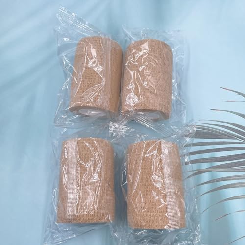 HerMia 4 Rolls Self Adhesive Bandage Wrap 3 Inch Self Adherent Wrap Self Stick Bandages Wrap Stretch Bandage for Wrist Ankle Swelling Sprains - size: 3 In - 4 Rolls