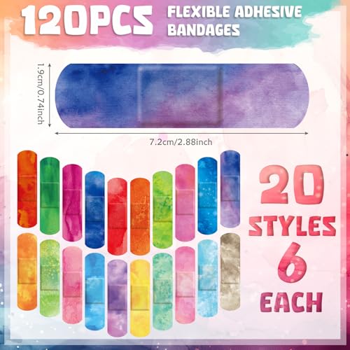 Panelee 120 Pcs Kids Bandages Bulk Waterproof Flexible, Colorful Style - style: Colorful Style