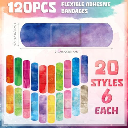 Panelee 120 Pcs Kids Bandages Bulk Waterproof Flexible, Colorful Style - style: Colorful Style