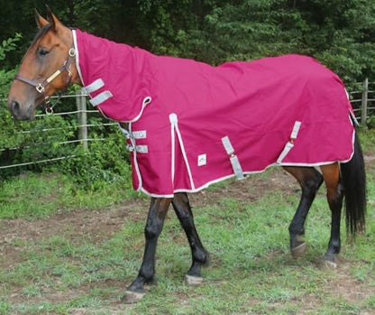 Waterproof 1200 Denier Combo Neck Midweight Turnout Blanket - color: Sangria - Grey, size: 78