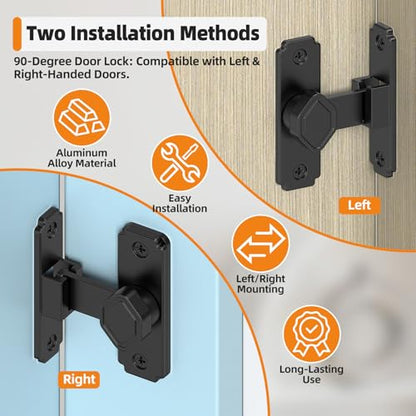 Sliding Barn Door Lock, 90 Degree Flip Security Gate Latch - color: Black-4 Pcs
