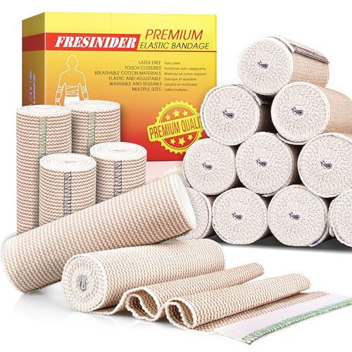 FRESINIDER Premium Elastic Bandage Wrap 4" 12 Pack & 6" 4 Pack, Hoop & Loop - color: 16 Pack Mix (4, 6 Inches)