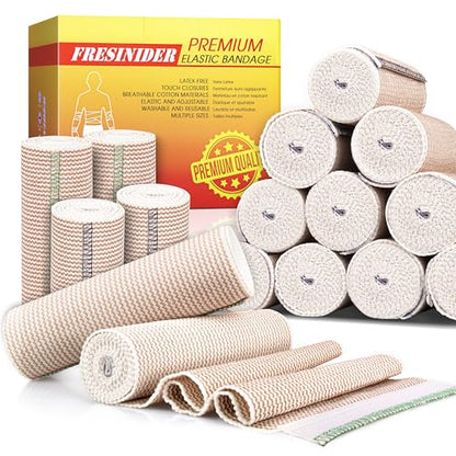 FRESINIDER Premium Elastic Bandage Wrap 4" 12 Pack & 6" 4 Pack, Hoop & Loop - color: 16 Pack Mix (4, 6 Inches)