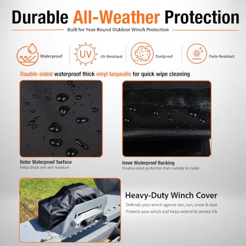 Eudora Waterproof Winch Cover with Zipper for 8000-13500 lb Electric Winch