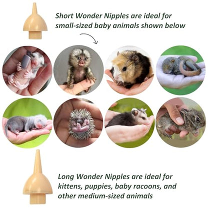 Wonder Nipple - Nursing Nipple for Baby Animals - Handfeeding Baby Squirrels, Sugar Gliders, Hedgehogs, Guinea Pigs, Racoons, Prairie Dogs, Opossums, and More! (Long)
