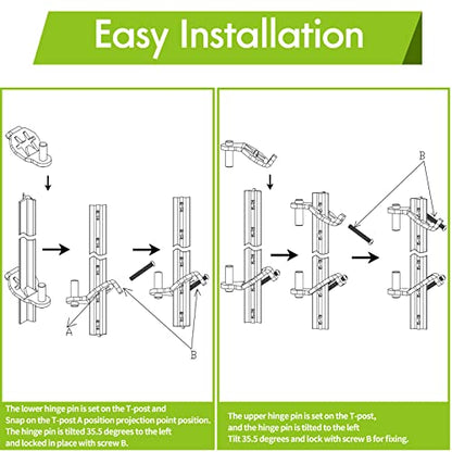 T-Post Gate Hinge Pins - Heavy Duty Gate Hanger, Hang a gate from a Metal T Post, Steel Gate Hinges Target Hanger for Farm Gate, Garden & Backyard Gate, Easy to Install (Patent) - color: Orange