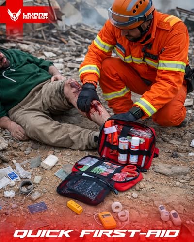 LIVANS Medical Bag, First Aid Bag Empty for Emergency & Trauma Kits - color: Red