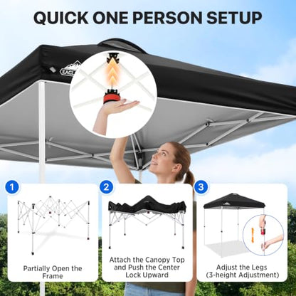 EAGLE PEAK 6.6x6.6 Pop Up Canopy Tent Easy Up Canopy Outdoor, Black - color: Black, size: 6.6x6.6