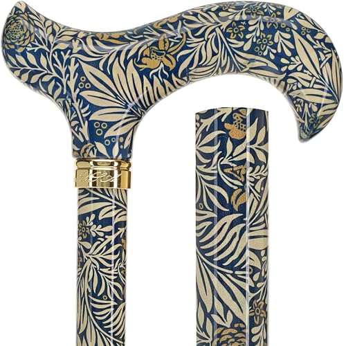Royal RC Canes Walking Sticks for Men and Women - Stylish Designer Fashionable Adjustable Derby Canes - Lightweight Aluminum Cool Walking Sticks with HD Patterns - color: Blue /Gold Floral (Multicolor)