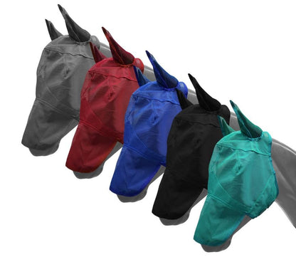 Showman Pony Long Nose Mesh Rip Resistant Fly Mask w/Ears - color: Black
