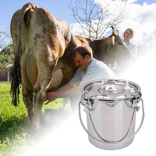 Stainless Steel Milking Machine Bucket with Lid, 3L Milk Can for Cow Sheep Goat Milking Equipment - size: 3L